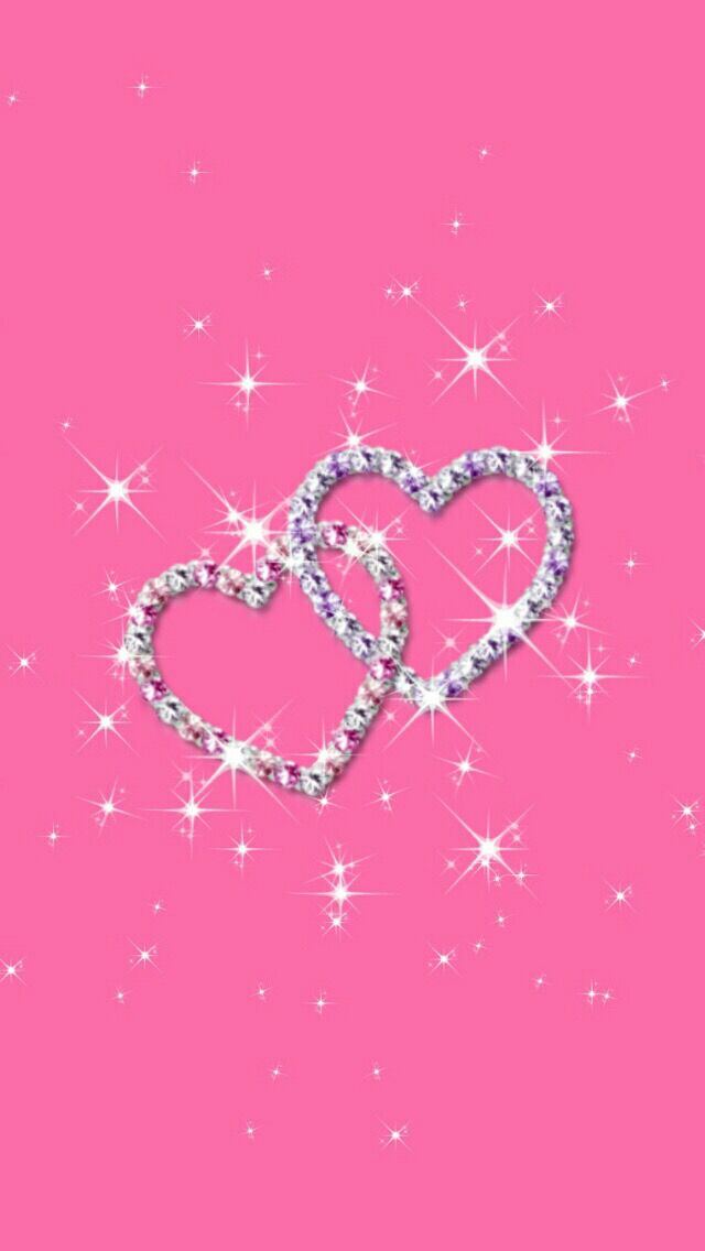 Pink And Silver Sparkly iPhone Plus Wallpaper Heart