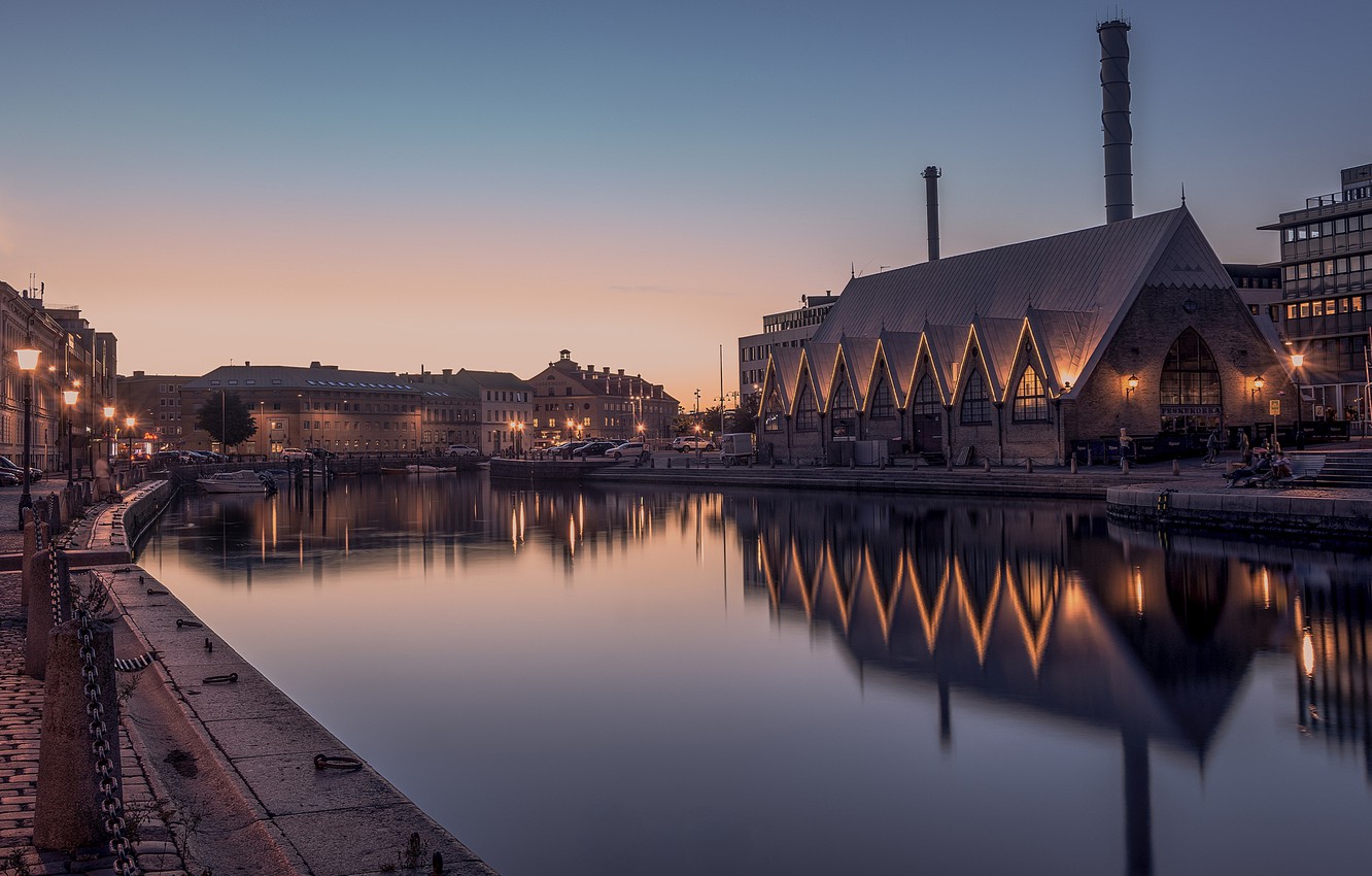 Wallpaper The City Evening Sweden Gothenburg Image For