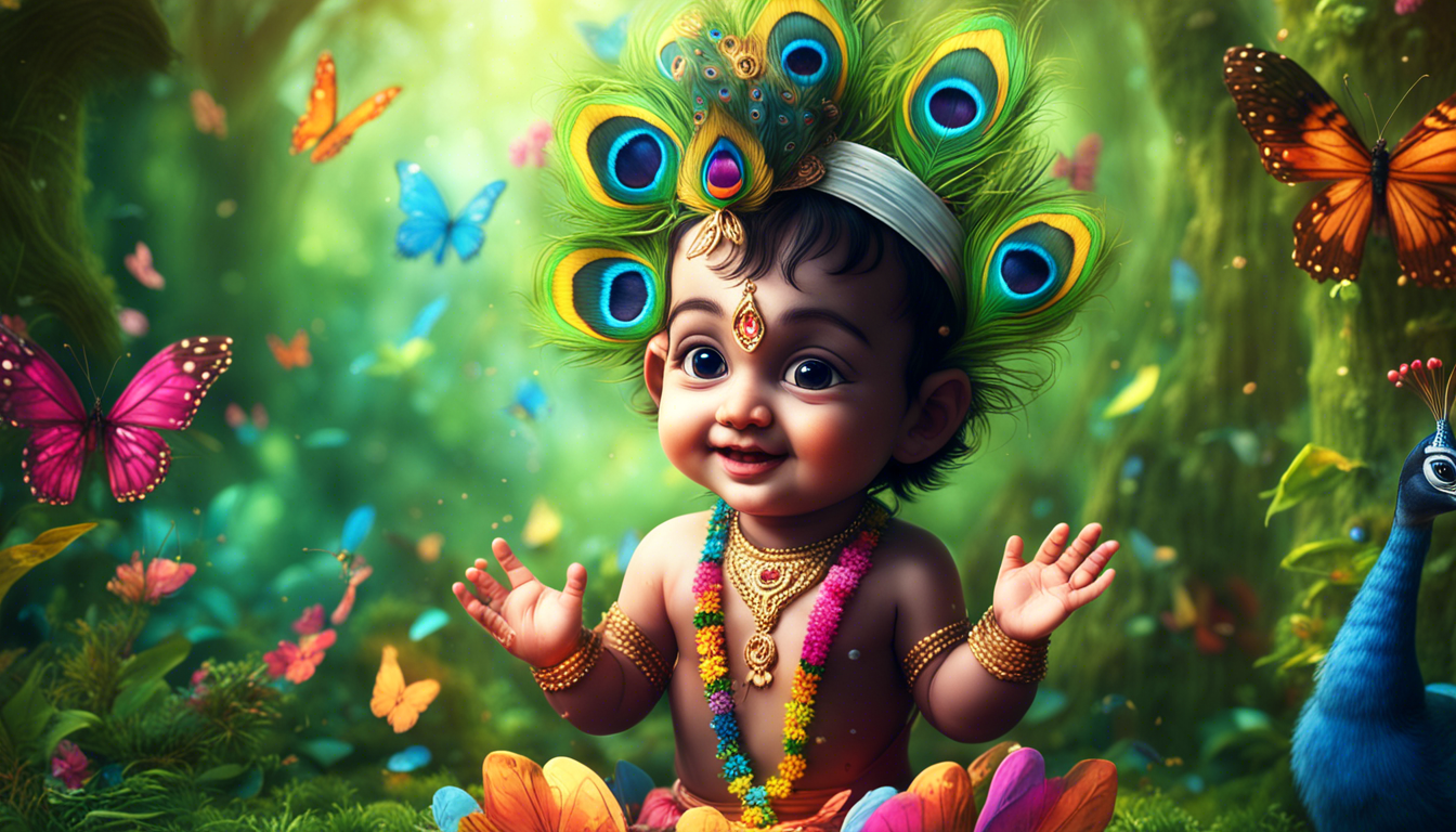 Sree Krishna Baby Beautiful 3d Wallpaper