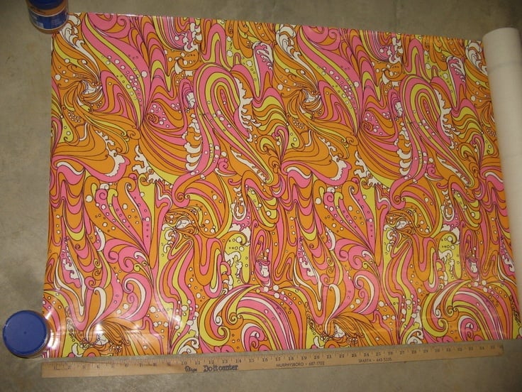 1960s Psychedelic Wallpaper Vinyl Peter Max Unused Piece