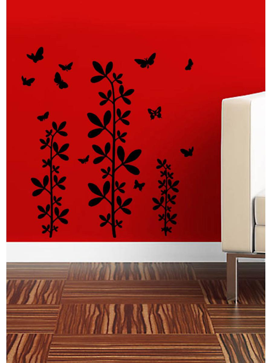 Buy Pushy Wall Sticker Plants And Butterflies Sketch Creative
