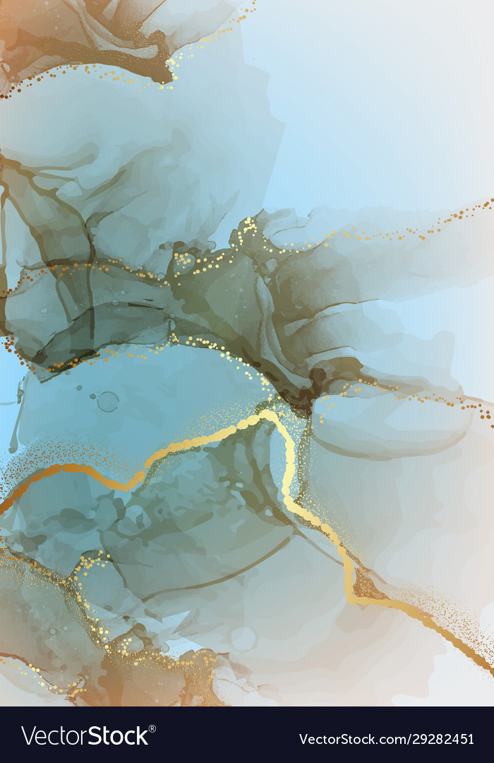 Blue gold trendy marble wallpaper digital ink Vector Image