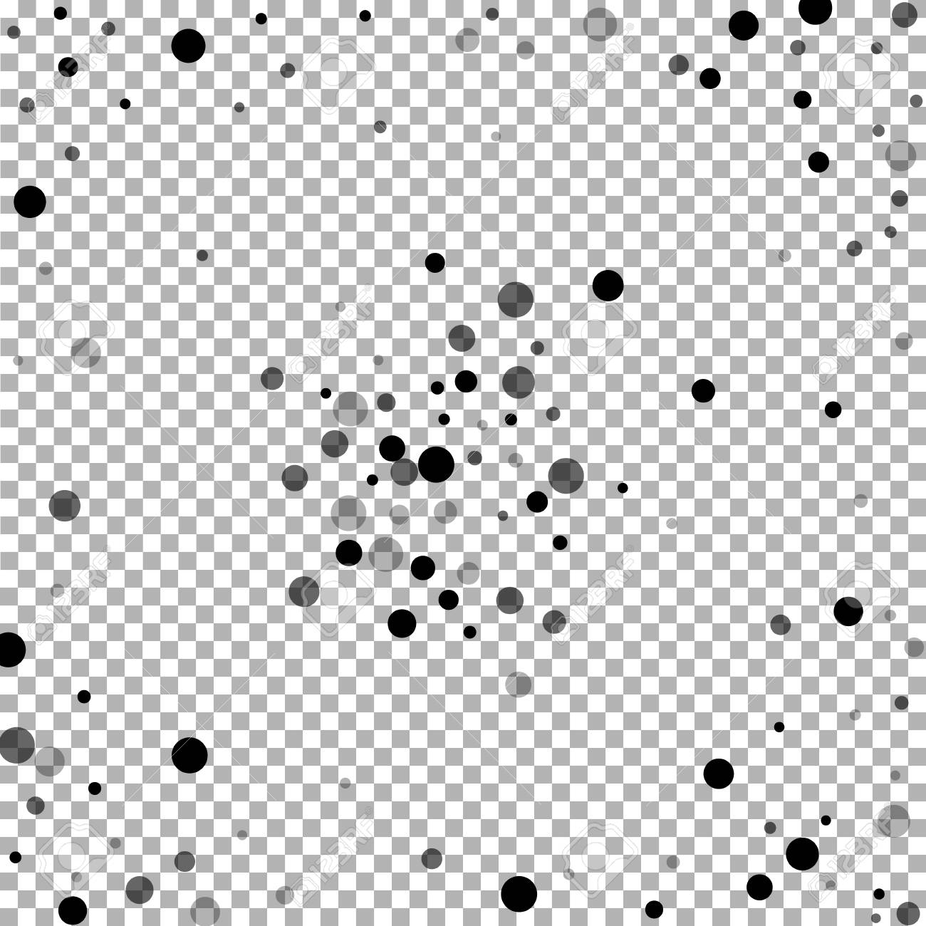 Scattered Random Black Dots Dark Points Dispersion On Transparent