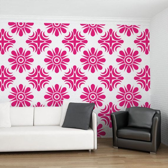 Floral Geometric Wallpaper Pattern Decals for Living Room Dorm Yoga