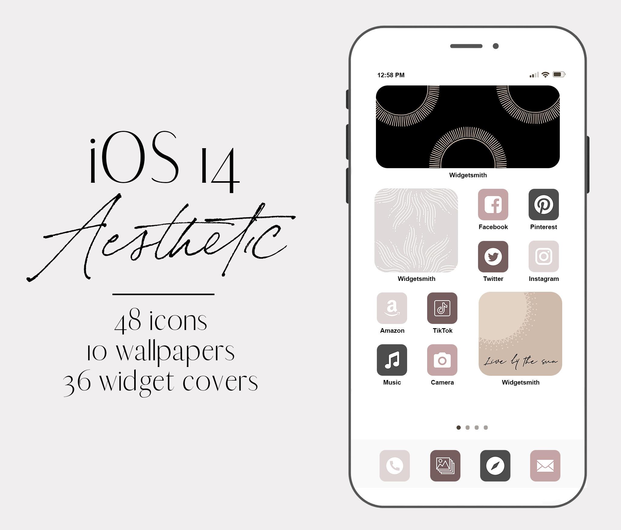 Ios 14 Iphone Aesthetic Apple Home Screen Icons Iphone   Etsy