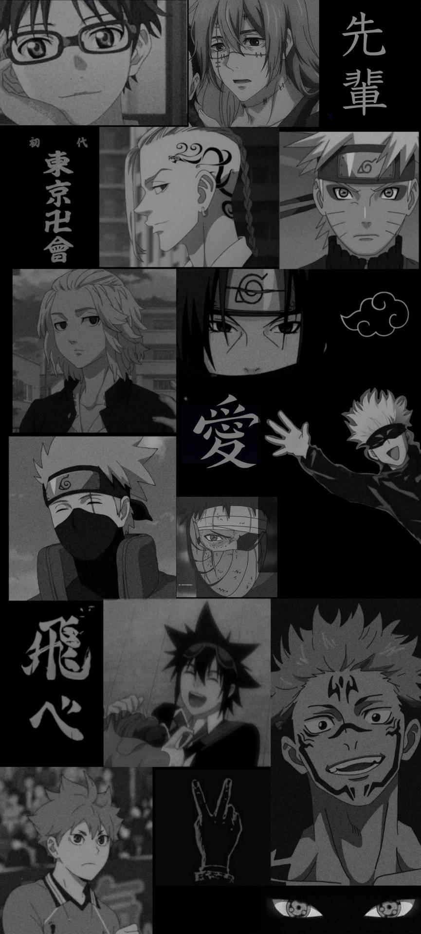 Anime Black And White Collage Wallpaper Mobcup