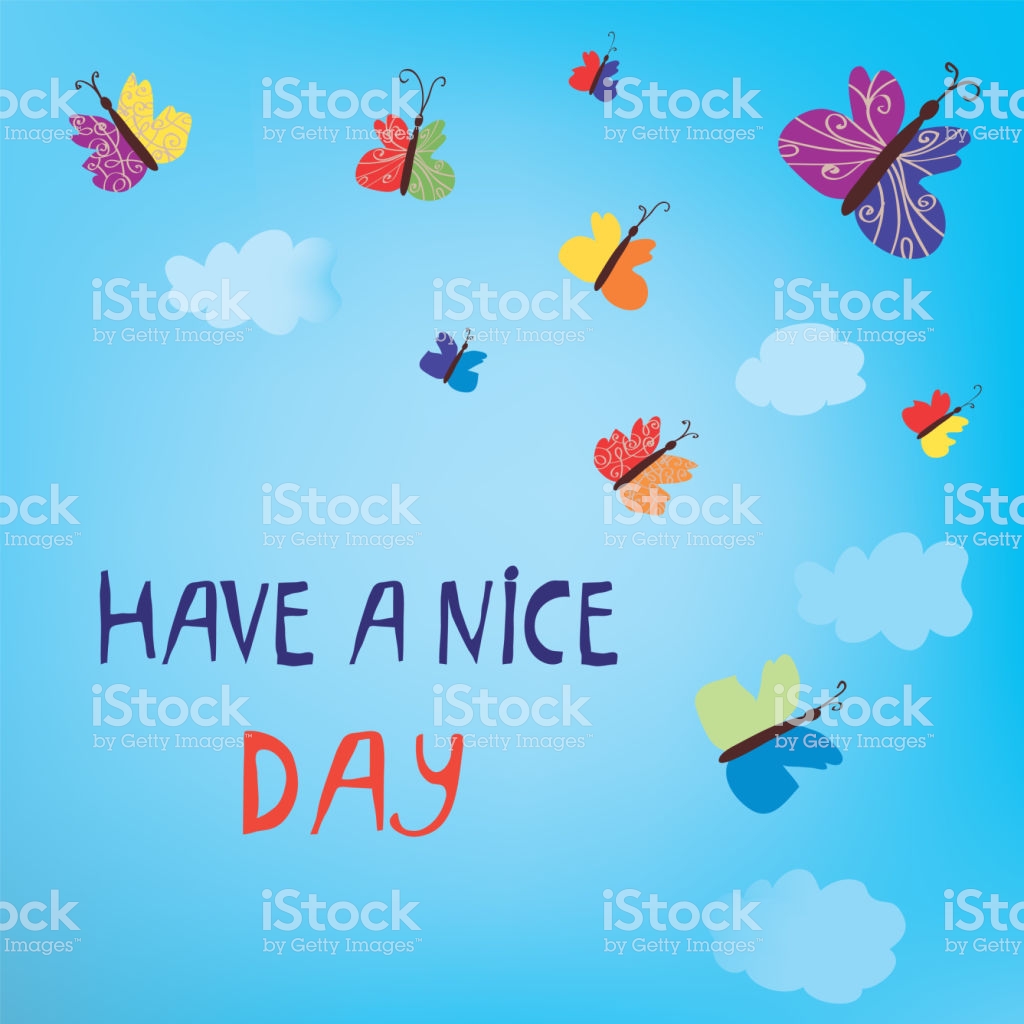 Greeting Card With Sky And Butterfly Background Cute Design Vector