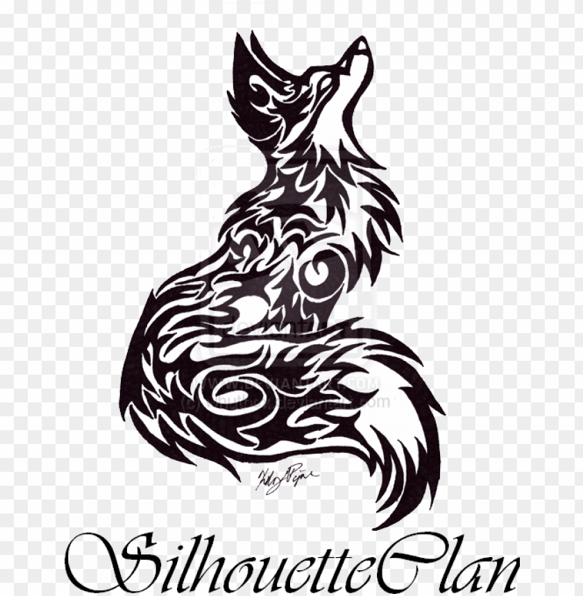 Black Tribal Fox Tattoo Stencil By Piper Png