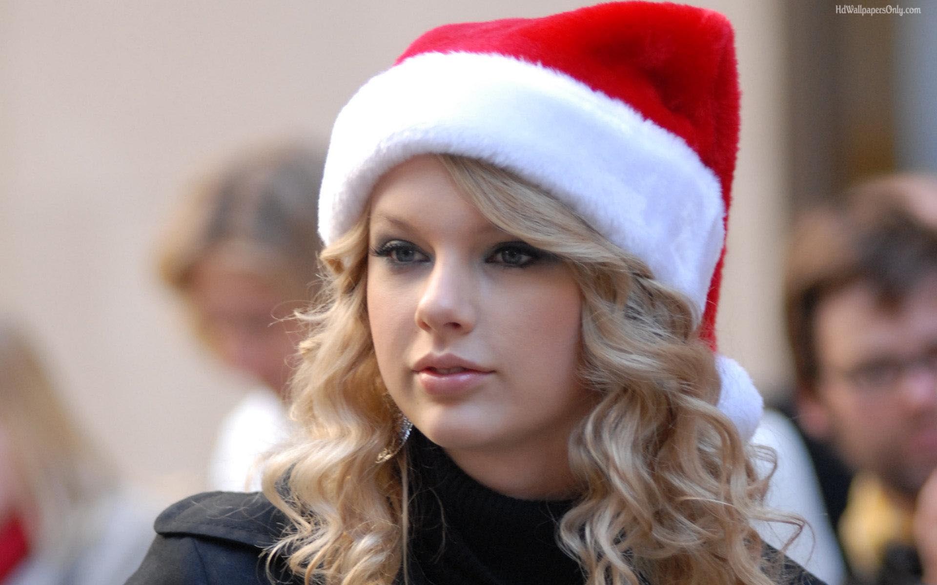 Taylor Swift HD Wallpapers with Taylor wearing Santa Cap