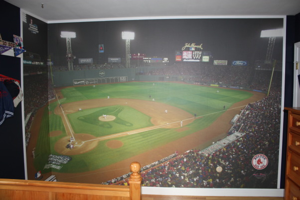 Looking At Fenway Park Lit Up By A Night Light Wallpaper Photo Mural