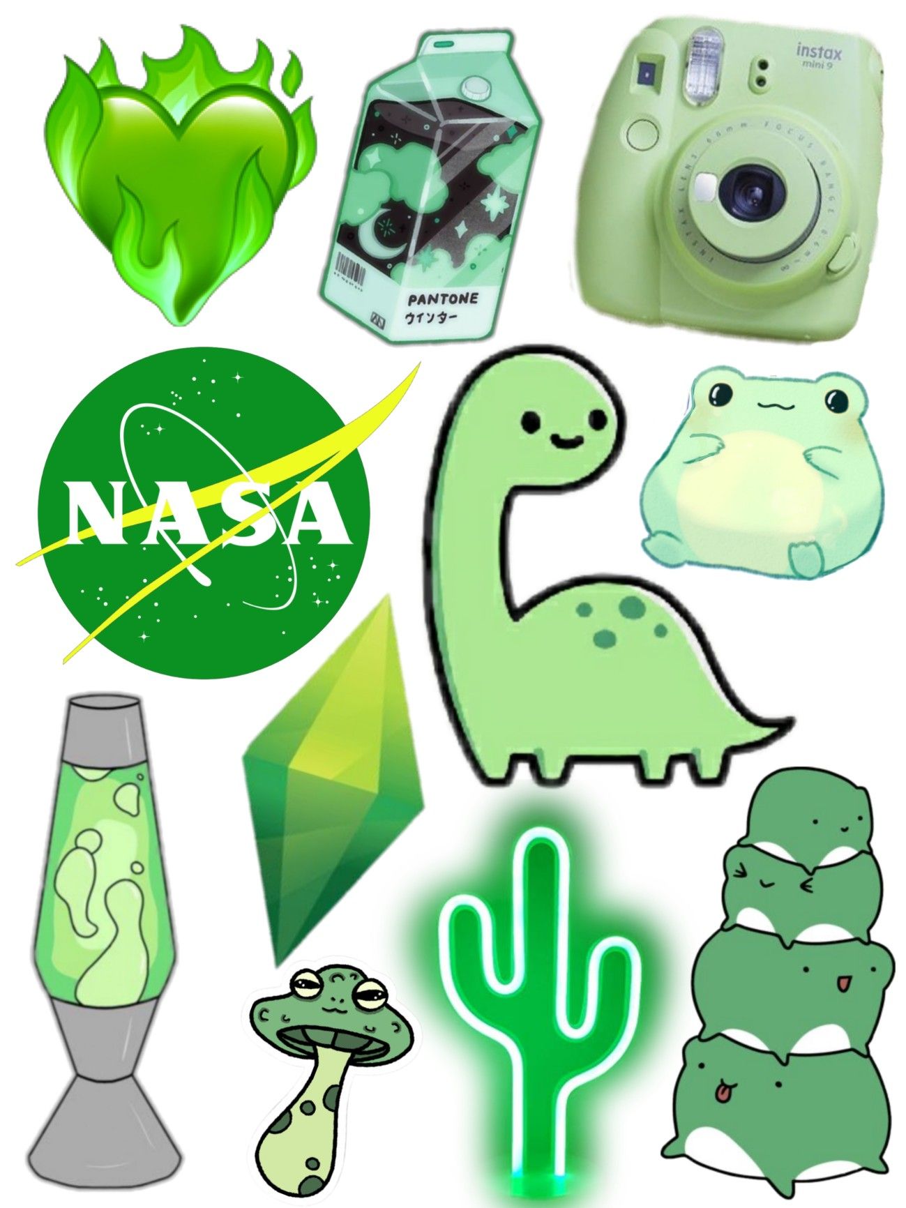 Green Sticker Set Wallpaper