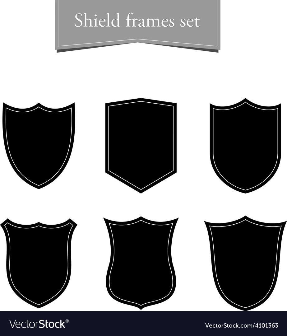 Shield logo backgrounds set Black frame Royalty Free Vector