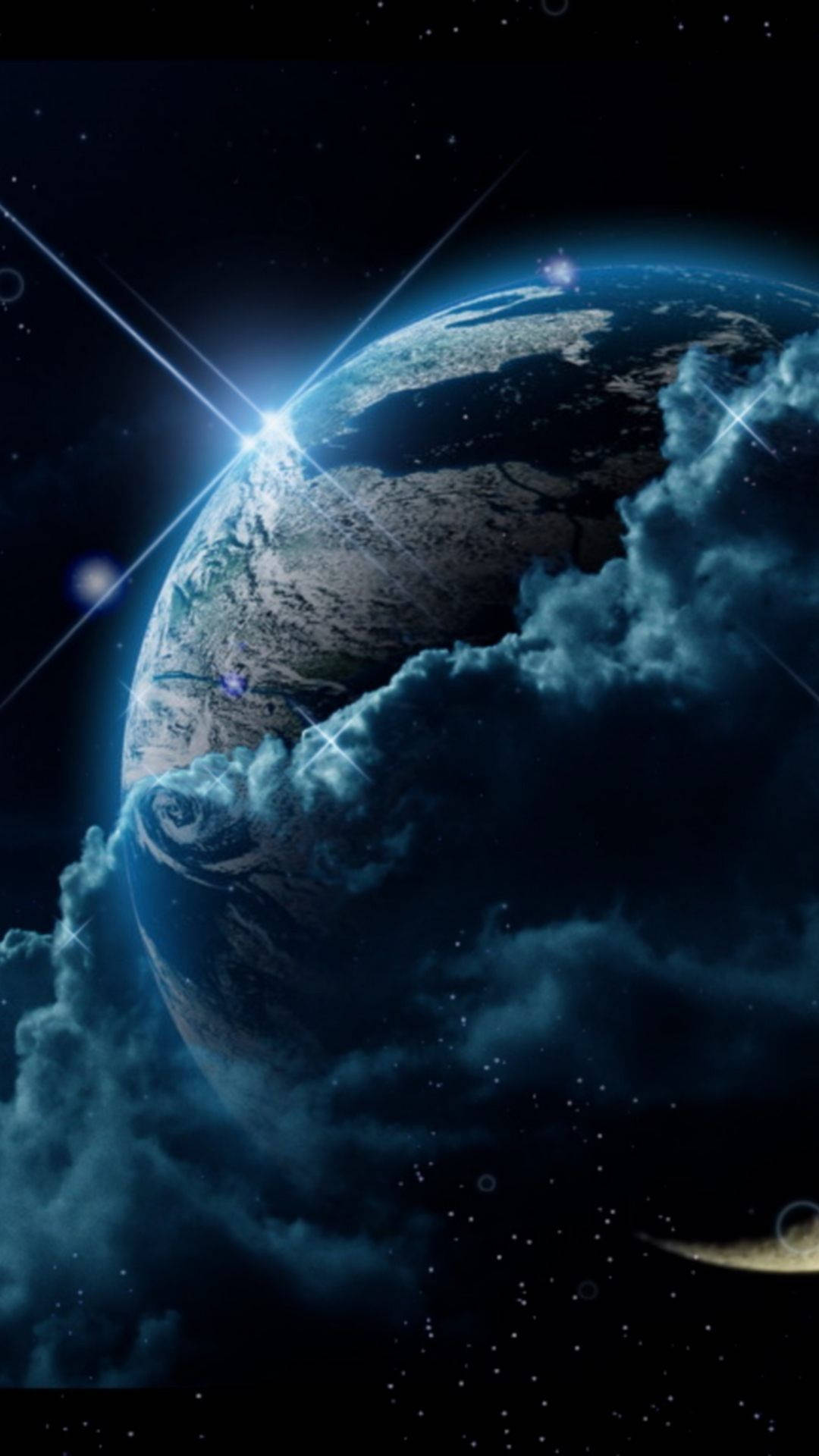 Glowing Stars Earth iPhone Wallpaper