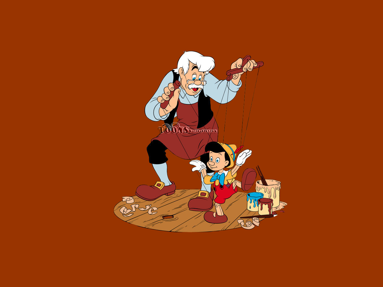Cartoons Wallpaper Pinocchio And Geppetto