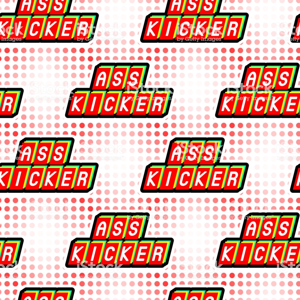 Seamless Pattern With Colorful Word Patches Ass Kicker On Pop Art