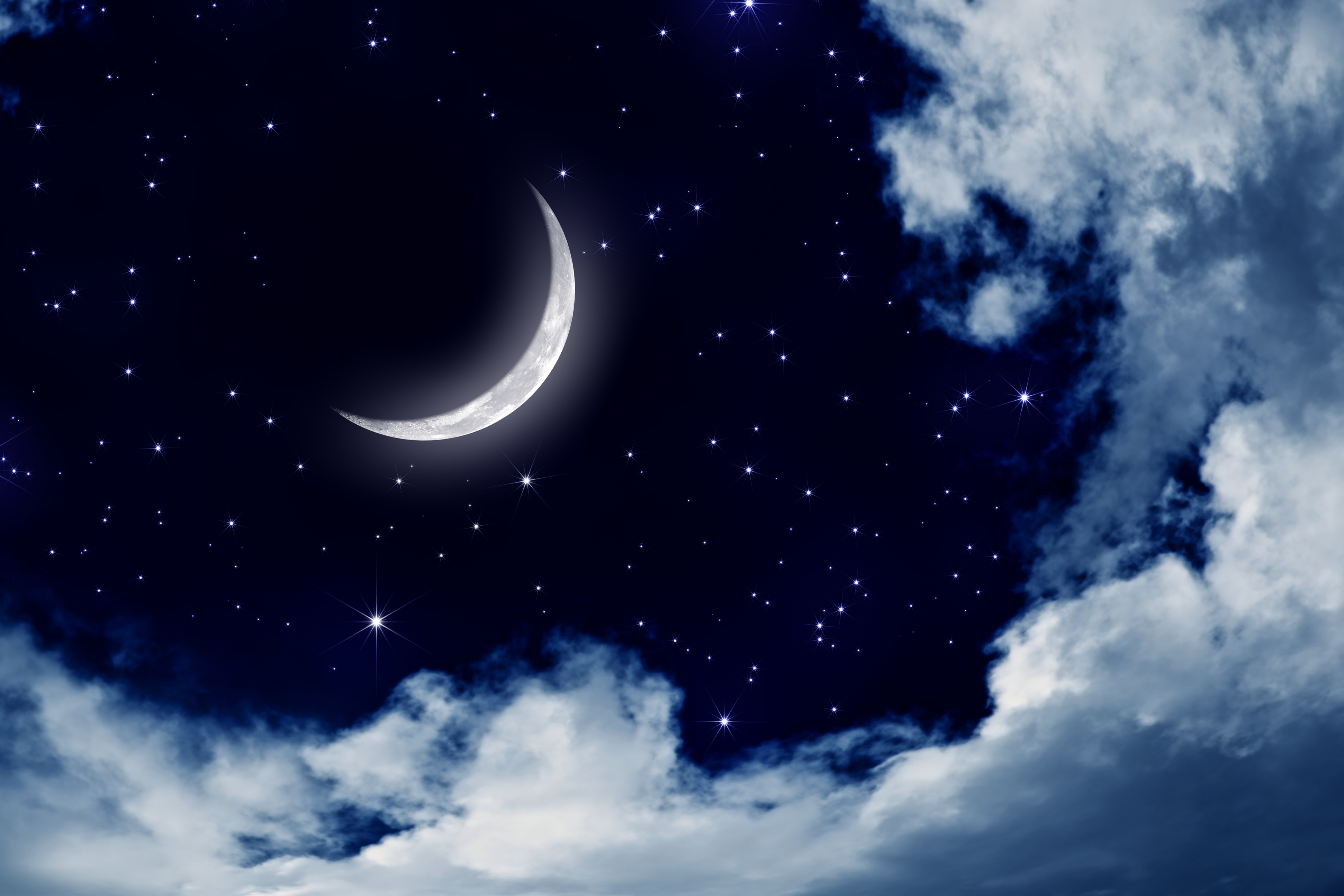  moon night nature landscape clouds stars sky wallpaper background