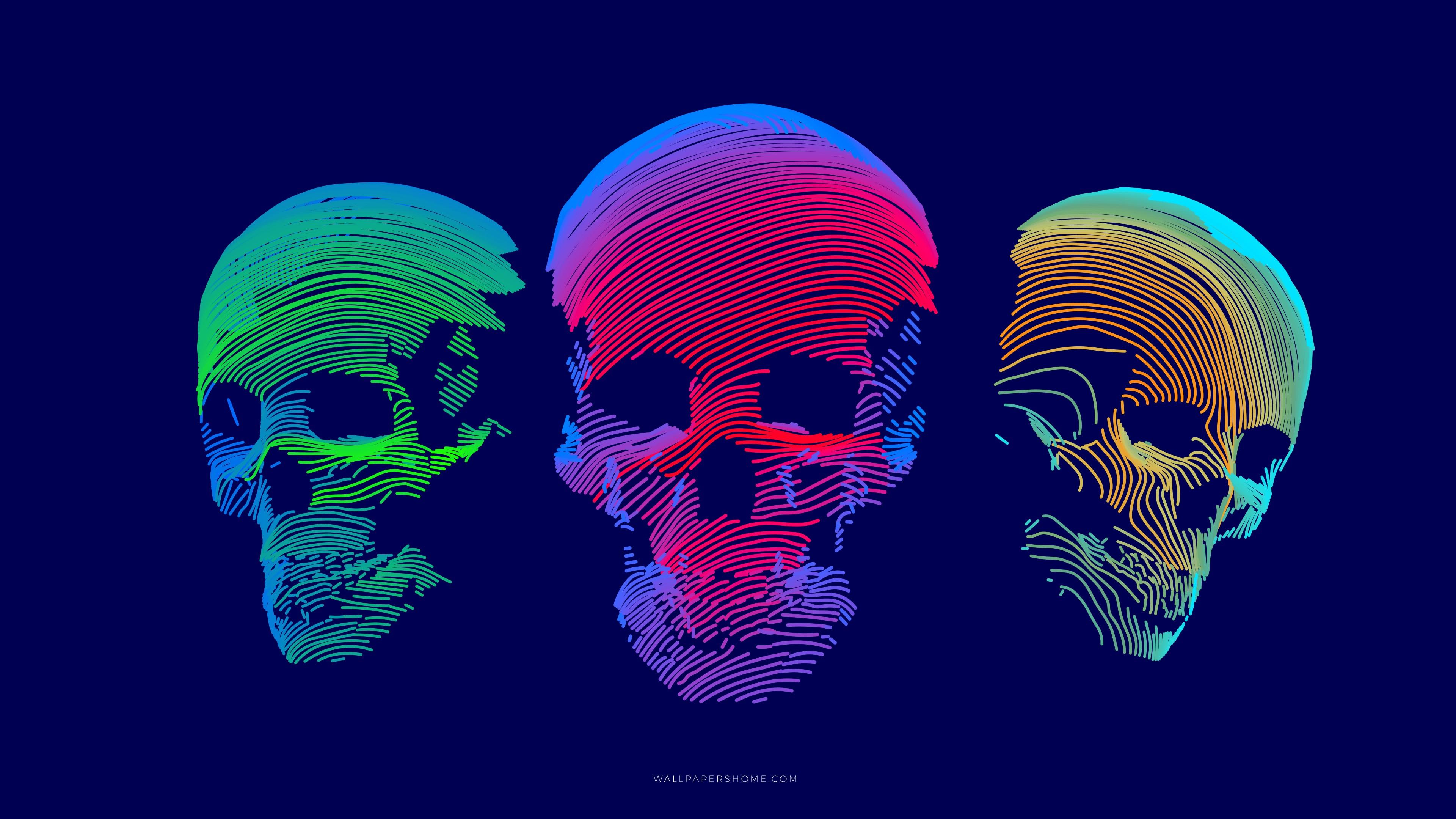 Wallpaper Abstract 3d Colorful Skull 8k Os