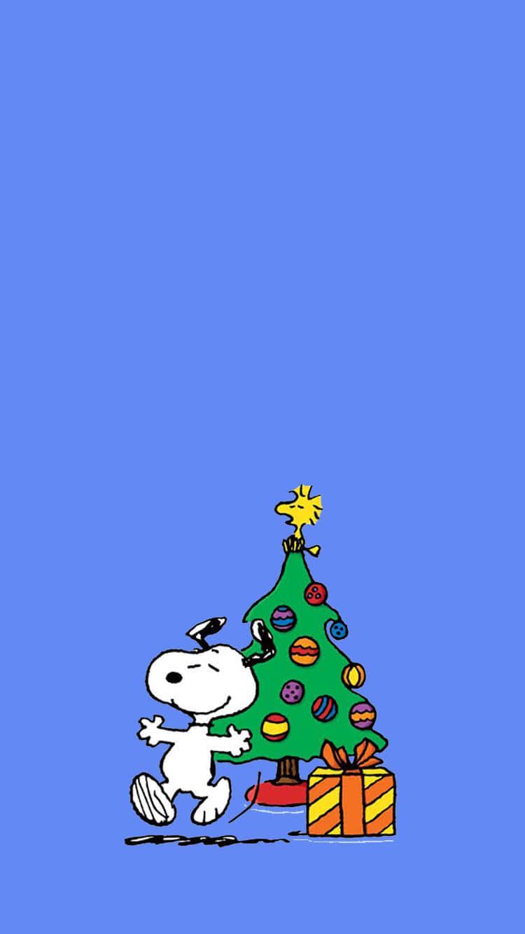 Download Cute Snoopy Christmas Looking Happy Wallpaper