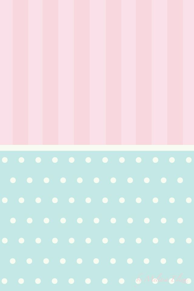 Pastel Pink Stripes Mint Green Dots Spots iPhone Phone Wallpaper