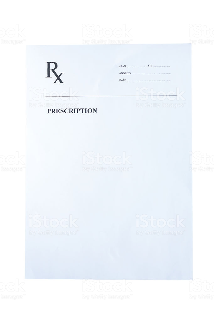 Blank Prescription Isolated On White Background Stock Photo