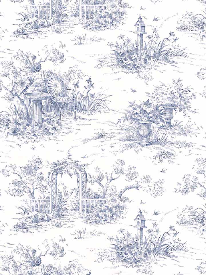 Waverly Toile Wallpaper Blue 608a1