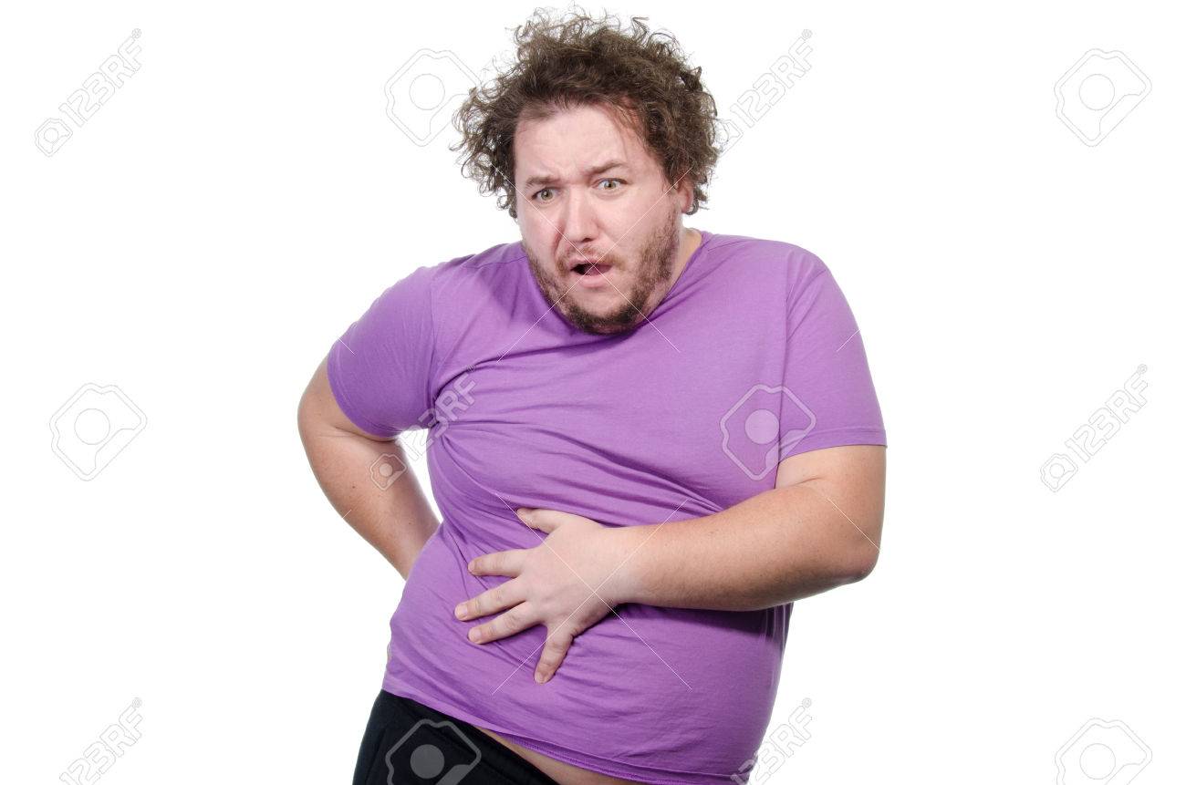 Diarrhea Funny Overweight Guy White Background Stock Photo