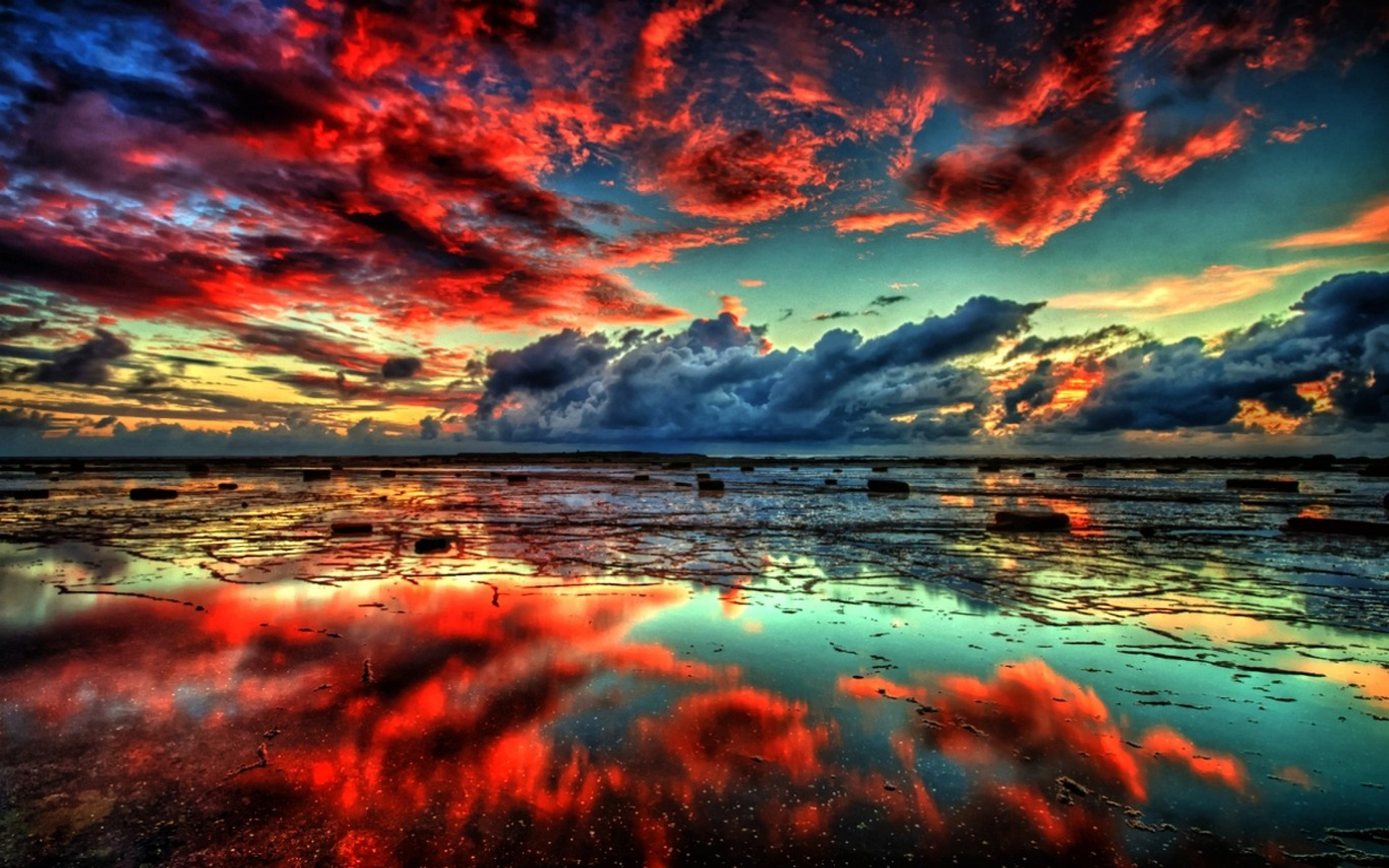 Fantasy Red Fire Clouds HD Wallpaper