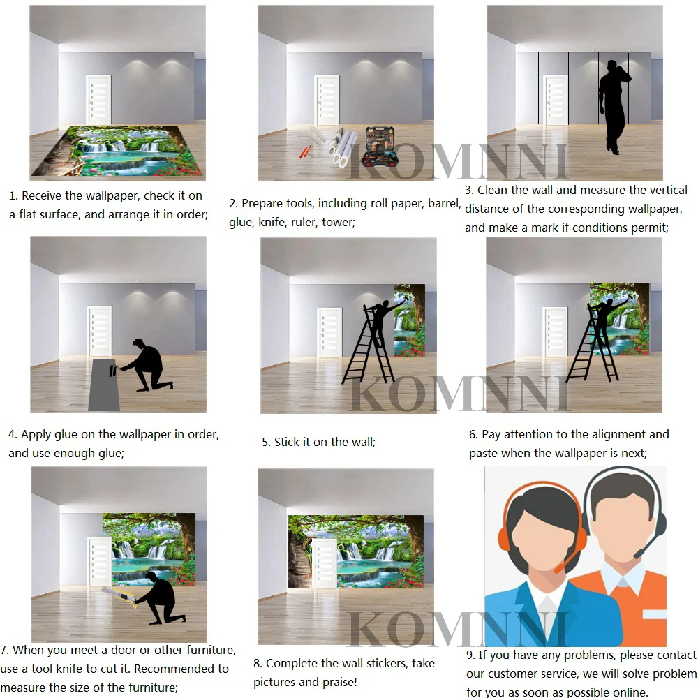 Komnni Custom 3d Wallpaper Living Room Sofa Wall Murals Modern Nordic