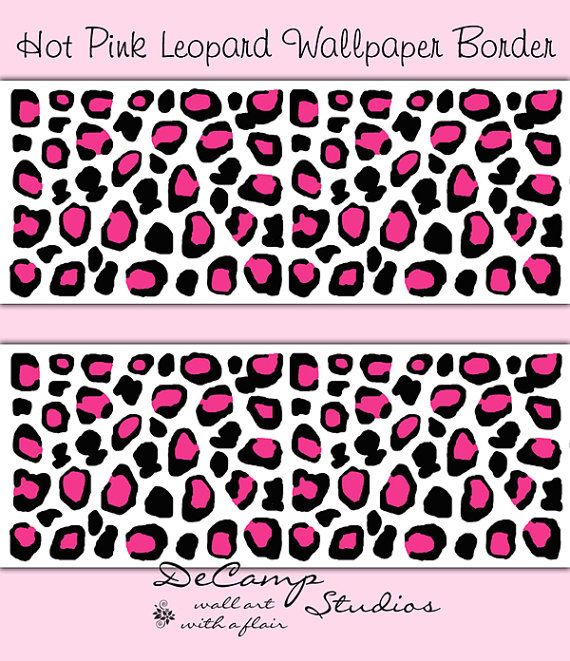 Hot Pink Leopard Print Wallpaper Border Wall Decals For Teen Girls