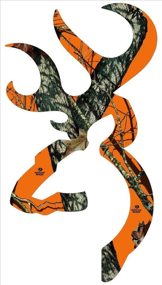Browning Style Buck Realtree Orange Camo Camouflage Hunting Sticker