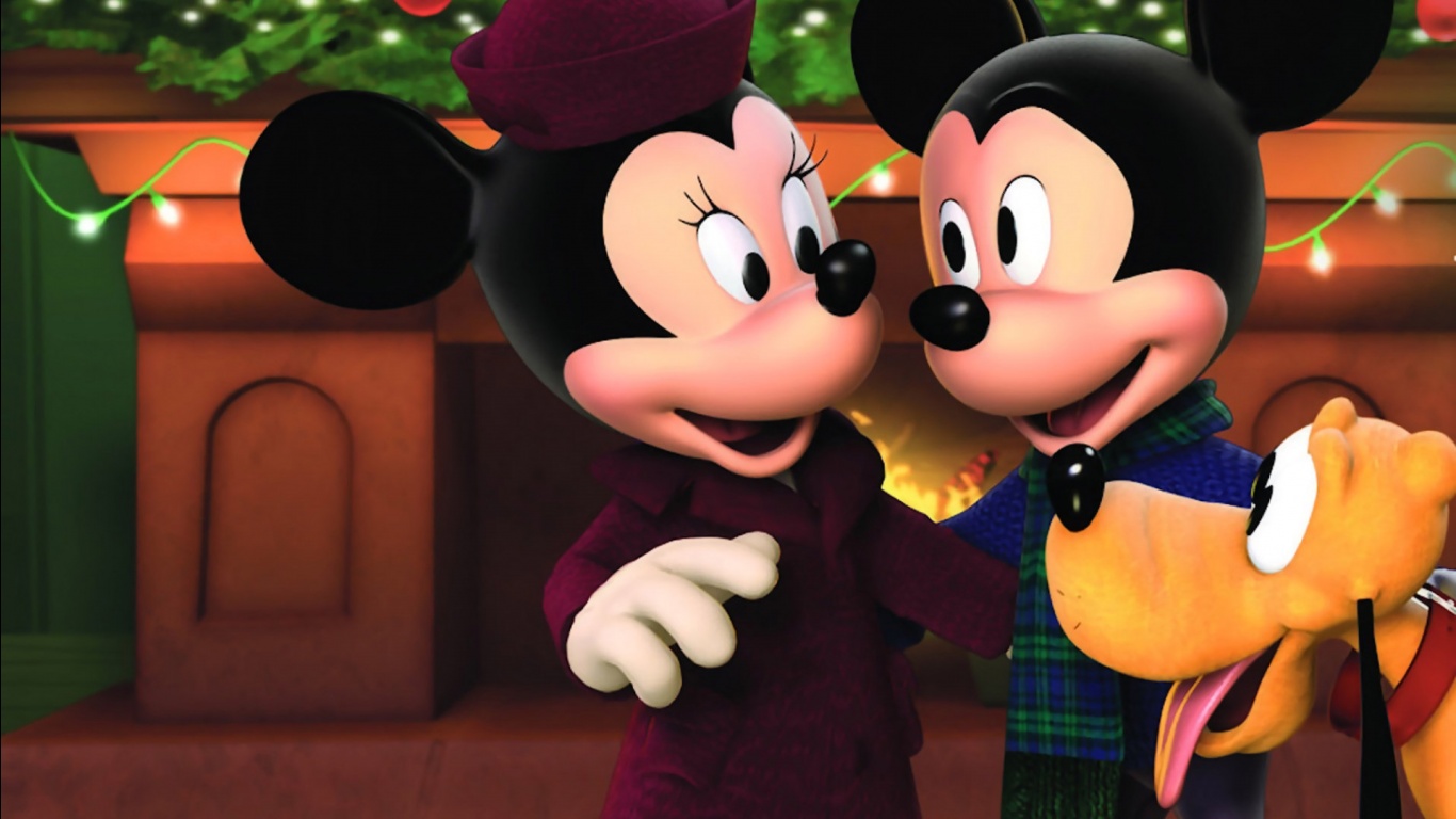 Minnie Mickey Mouse Christmas Wallpaper   1366x768