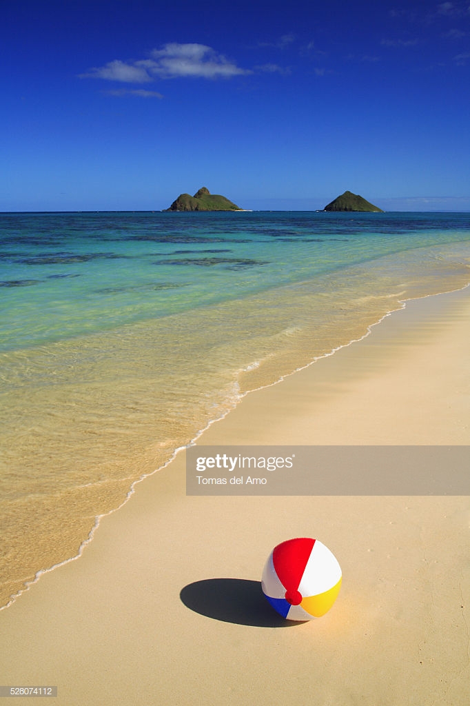 Hawaii Oahu Lanikai Colorful Beachball On The Shore Of Tropical