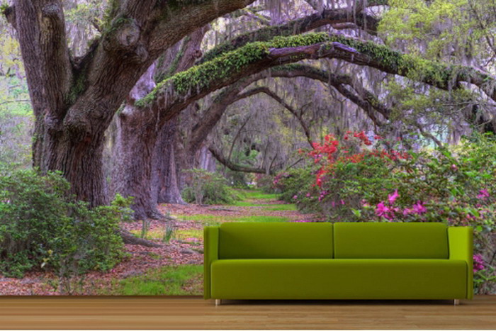 forest wallpaper for living room