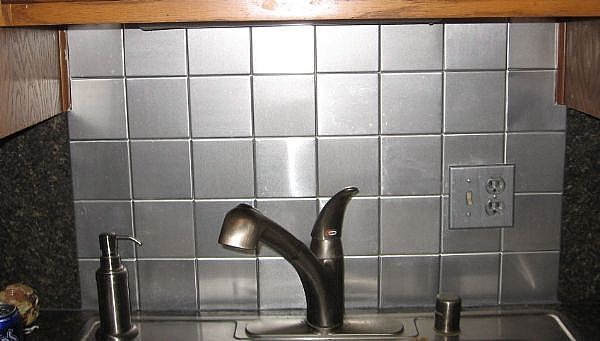 Install A Faux Stainless Steel Backsplash For About