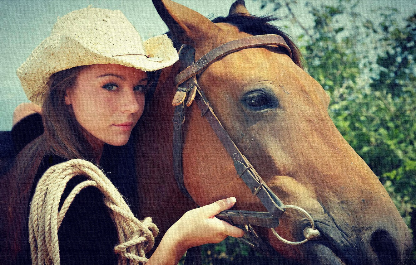 Free download Wallpaper hat brunette horse Cowgirl girl teen images for ...