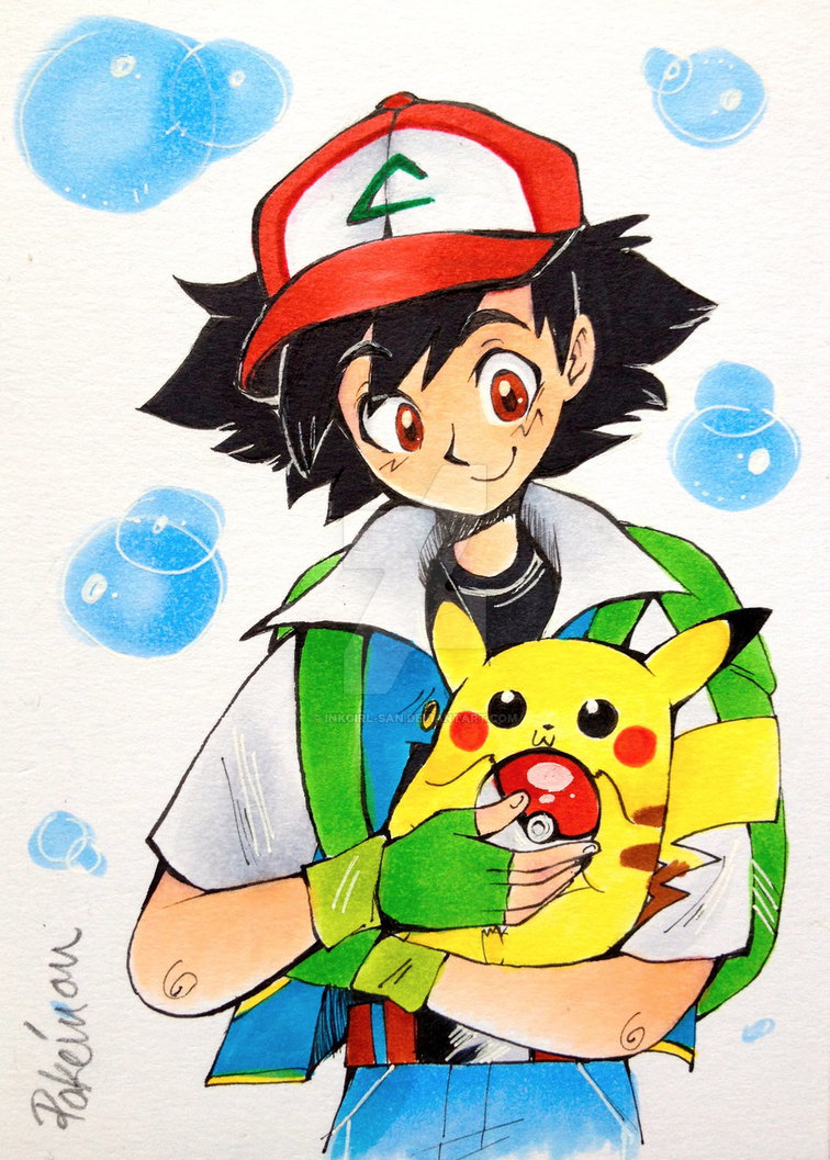 Ash And Pikachu By Inkgirl San