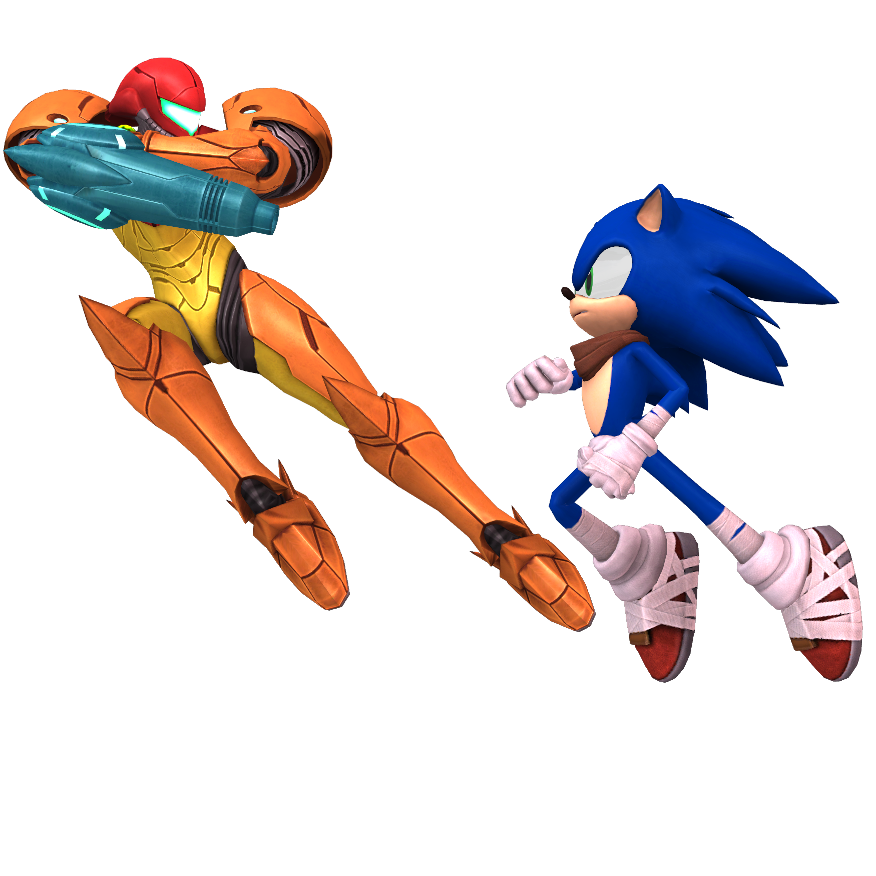 Super Smash Bros Samus Powersuit Vs Sonic By Caliburwarrior On