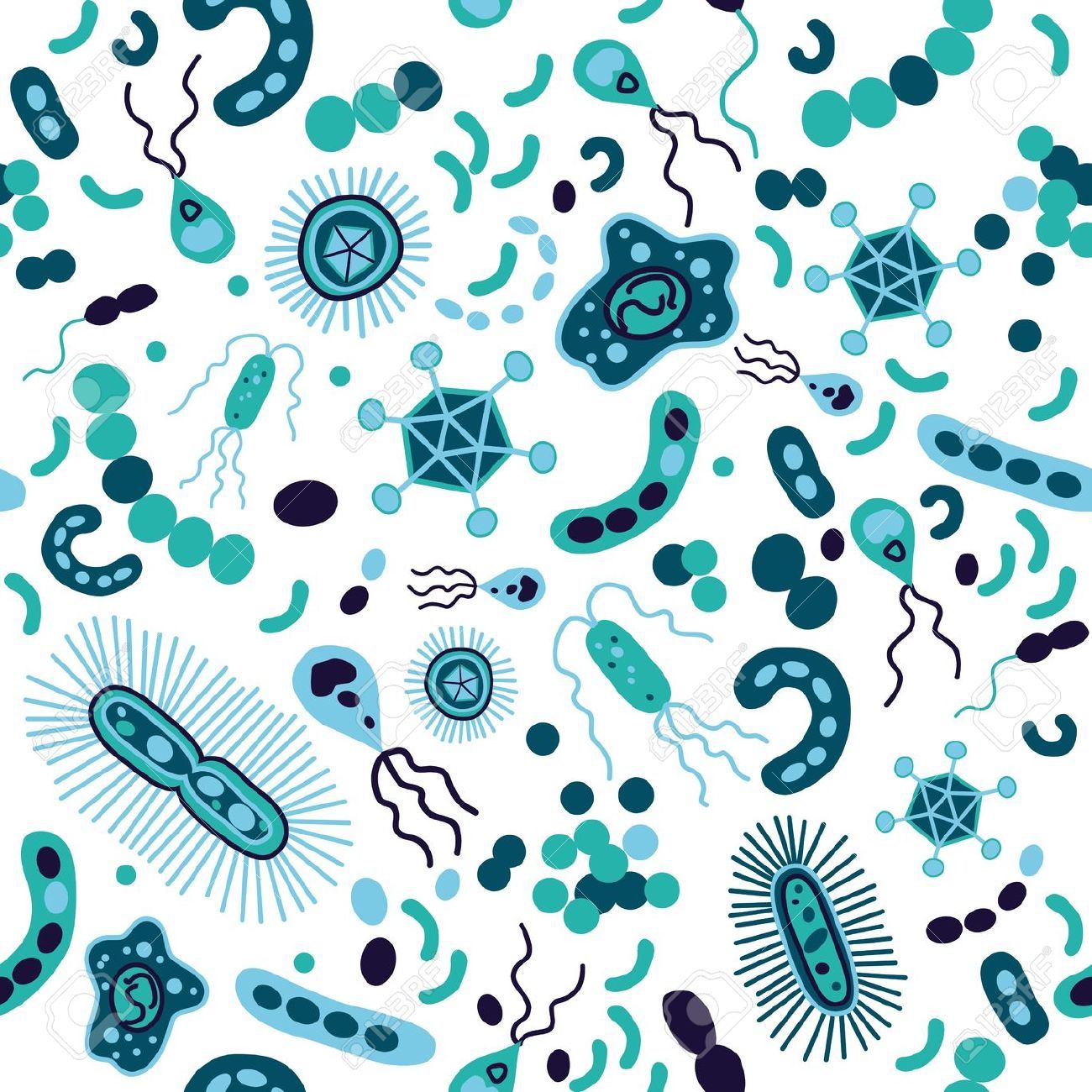 Microbe Pattern Wallpaper Google Search Bacterias Desenho