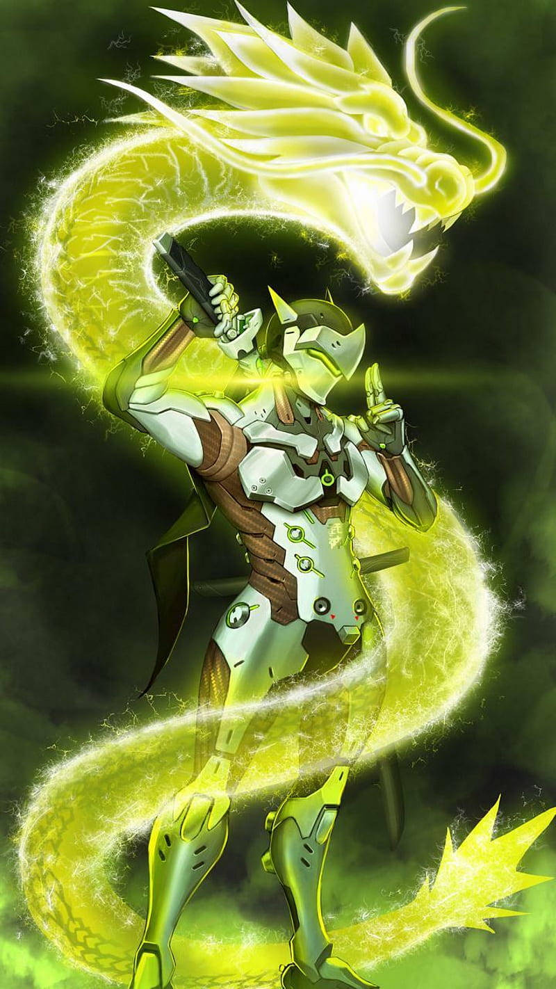 Dragon With Standing Genji iPhone Wallpaper