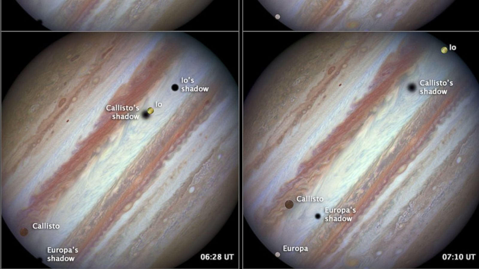 Hubble Space Telescope Captures Image Of Rare Jupiter Triple Moon