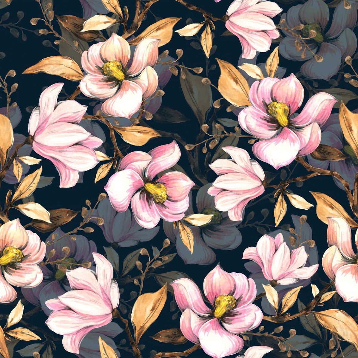 Captivating Dark Floral Background Wallpaper