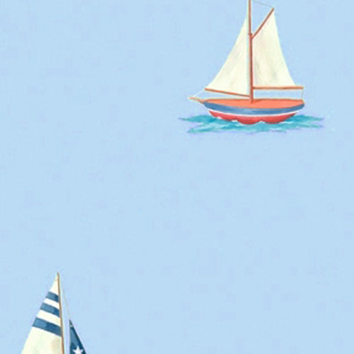 Blue Sailboats Nautical Sailing Accent Decor Wallpaper Roll