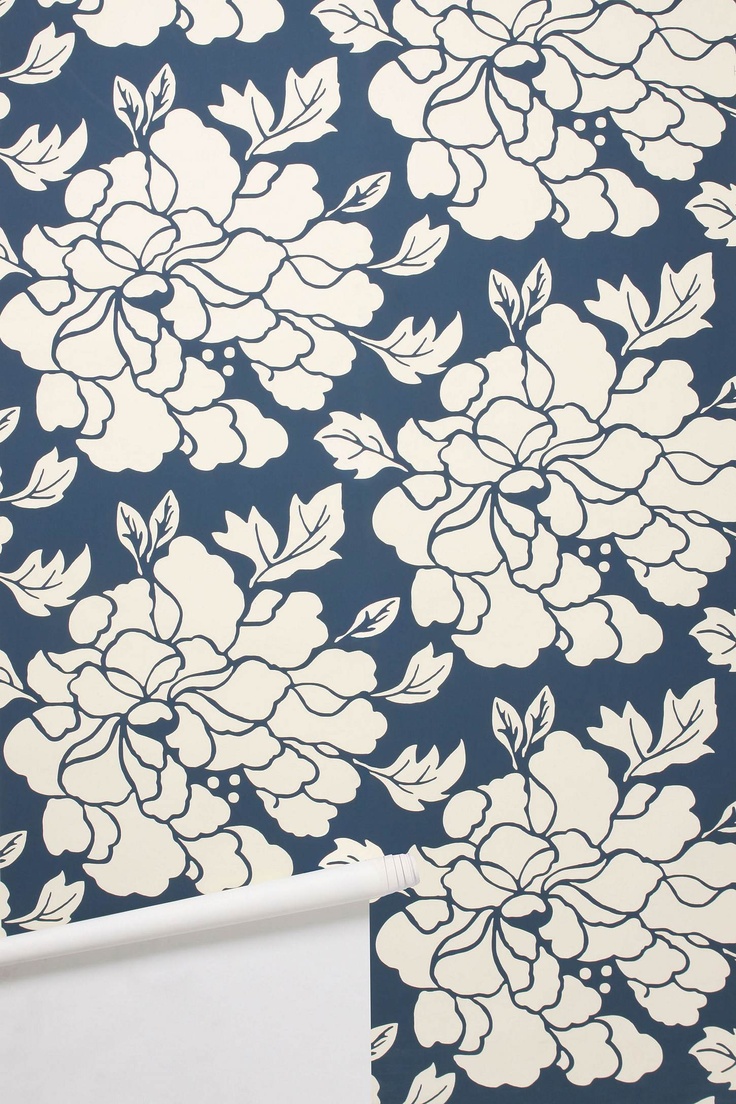 Navy Floral Wallpaper Living Room Color Ideas Blue Orange Y