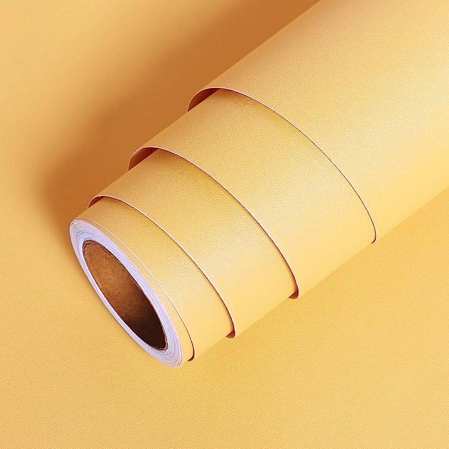 LACHEERY Solid Textured Wallpaper Stick and Peel Yellow Contact