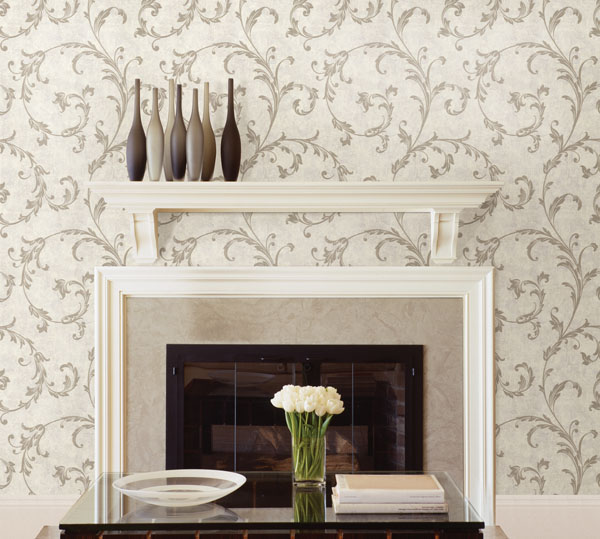 Pewter Shimmer Scroll Wallpaper from Buckingham Collection