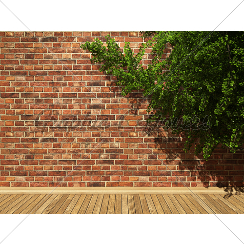 Illuminated Brick Wall And Ivy Made In D Graphics