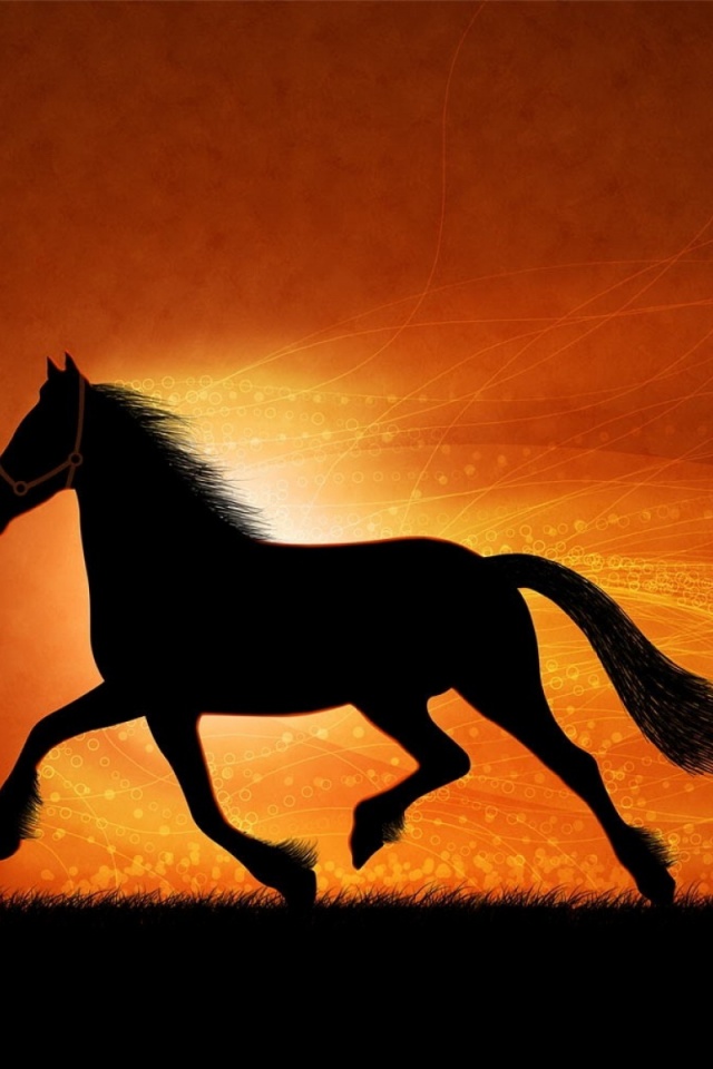 Horse At Sunset Silhouette iPhone Wallpaper