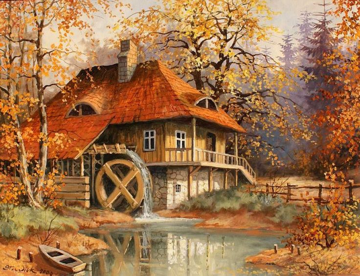 In Autumn Cottage Creek Forest House Lake All HD Wallpaper