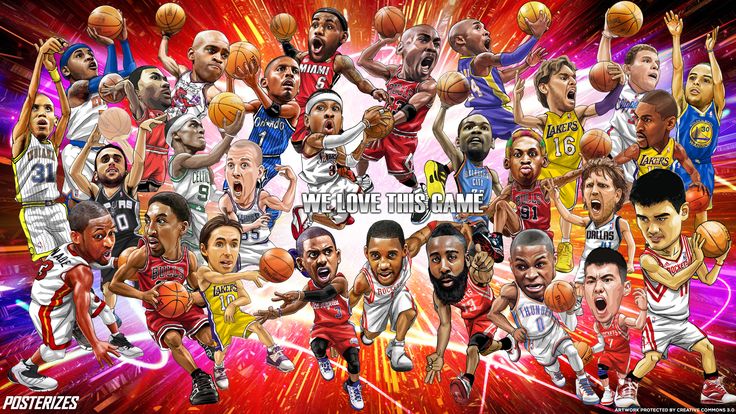 Nba Past And Present Cartoon Wallpaper Sports
