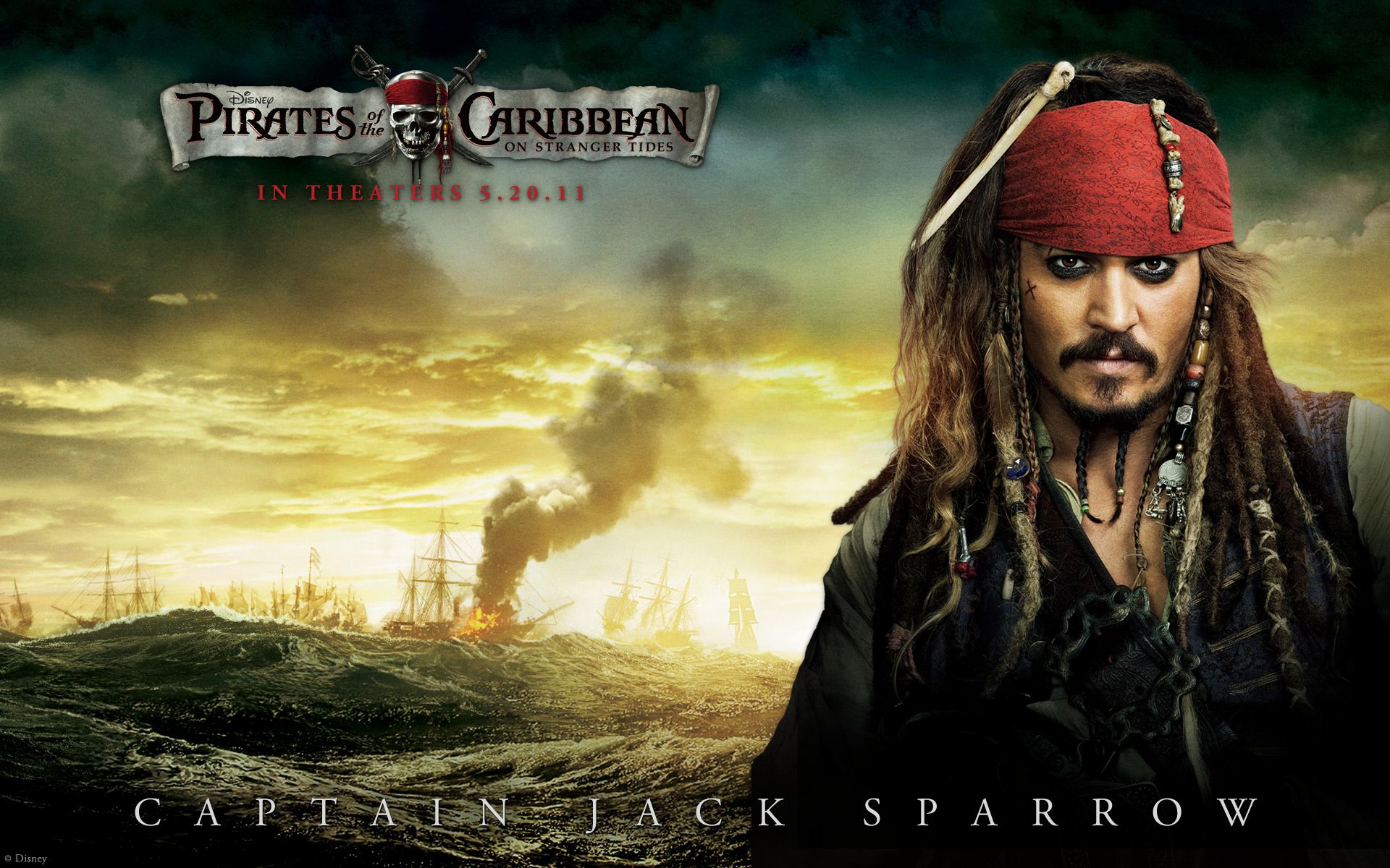 Captain Jack Sparrow On Stranger Tides Desktop Wallpaper